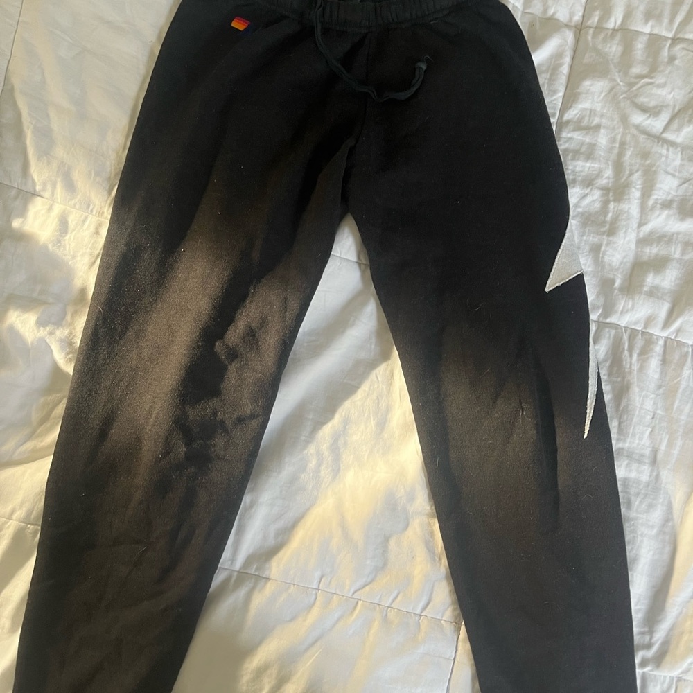 Aviator Nation Black Sweatpants with White and Red Accents